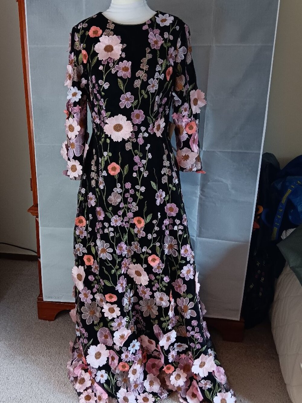 Mondressy Gown 6 Formal Evening A-Line 3d Flower Applique MOB